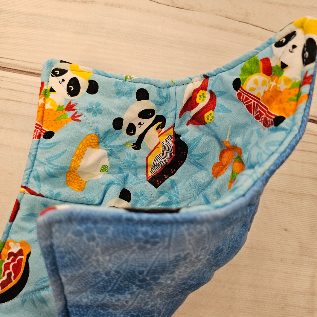 Panda Sushi Dim Sum in Blue or Pink - Reversible 100% Cotton Bowl Cozy