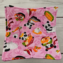 Load image into Gallery viewer, Panda Sushi Dim Sum in Blue or Pink - Reversible 100% Cotton Bowl Cozy
