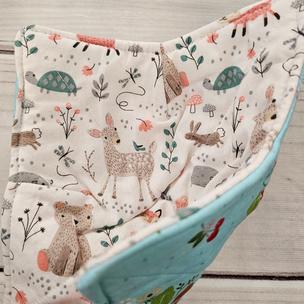 Forest Friends & Cherries - Reversible 100% Cotton Bowl Cozy