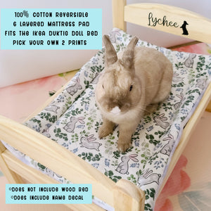 Design Your Own 100% Cotton Bunny Flop Pad in 3 Sizes - Small IKEA Bed, Med or Large Free US Shipping