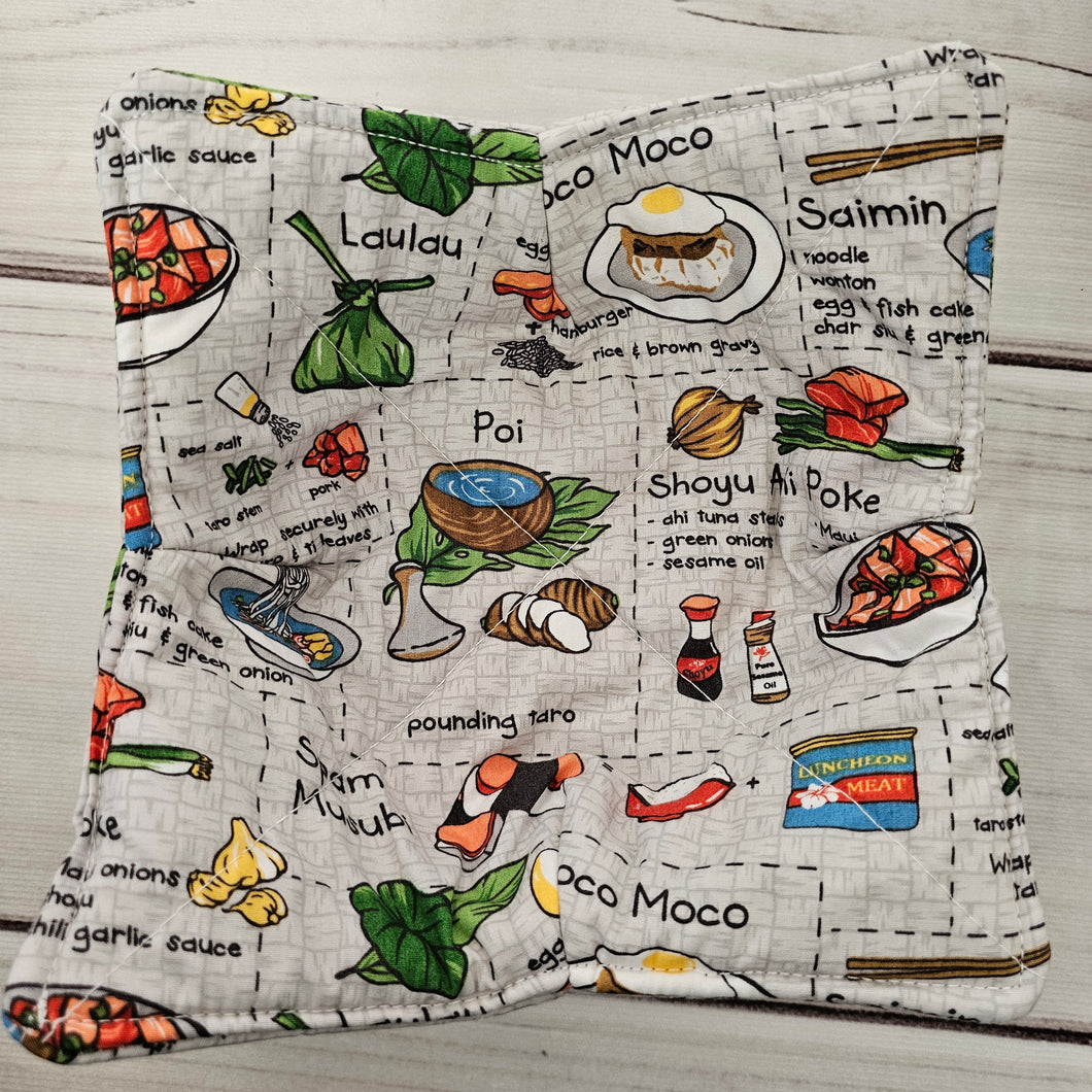 Hawaiian Foodie Recipe - Reversible 100% Cotton Bowl Cozy