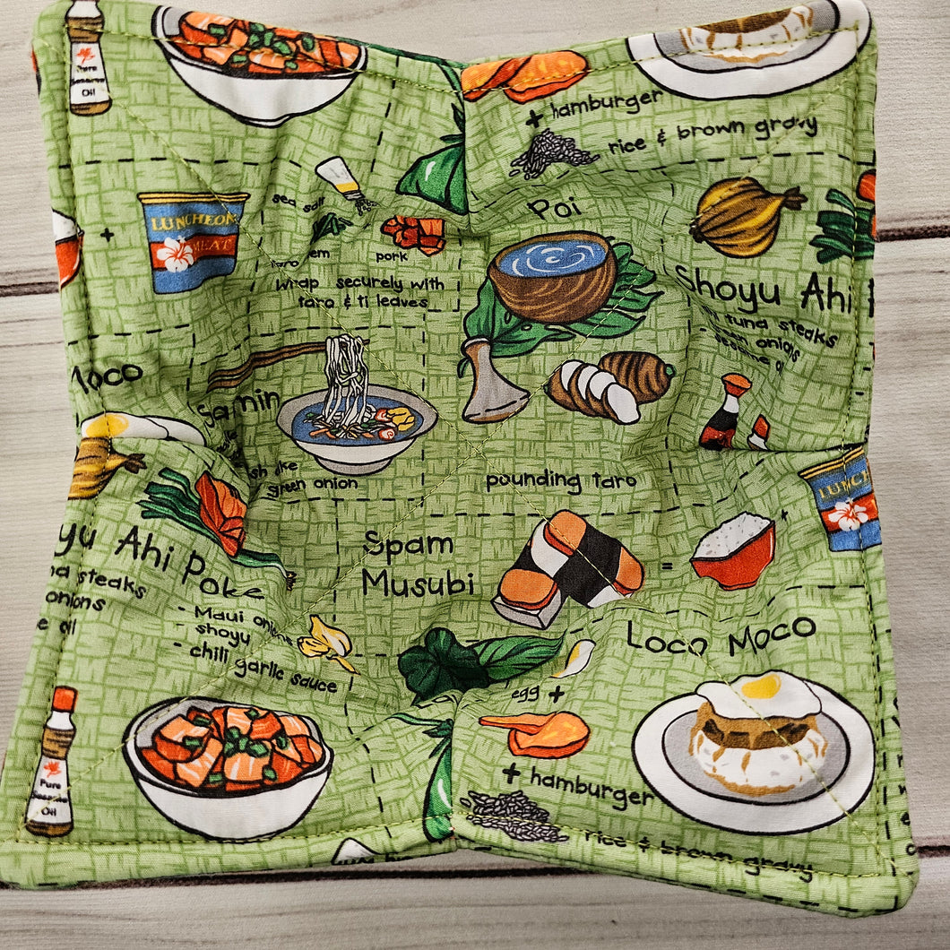 Hawaiian Foodie Recipe - Reversible 100% Cotton Bowl Cozy