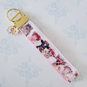 Animals with Haku Leis - Key Chain Fob with Your Choice of Rose Gold, Yellow Gold or Silver Hardware