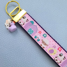 Load image into Gallery viewer, Farm Animals Cuteness Overload on Rose or Yellow Gold Key Chain Fob includes Duck and Cow Charm
