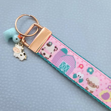 Load image into Gallery viewer, Farm Animals Cuteness Overload on Rose or Yellow Gold Key Chain Fob includes Duck and Cow Charm
