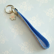 Load image into Gallery viewer, Bunnies in the Country Silver Key Chain Fob with Bunny Charm
