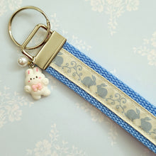 Load image into Gallery viewer, Bunnies in the Country Silver Key Chain Fob with Bunny Charm
